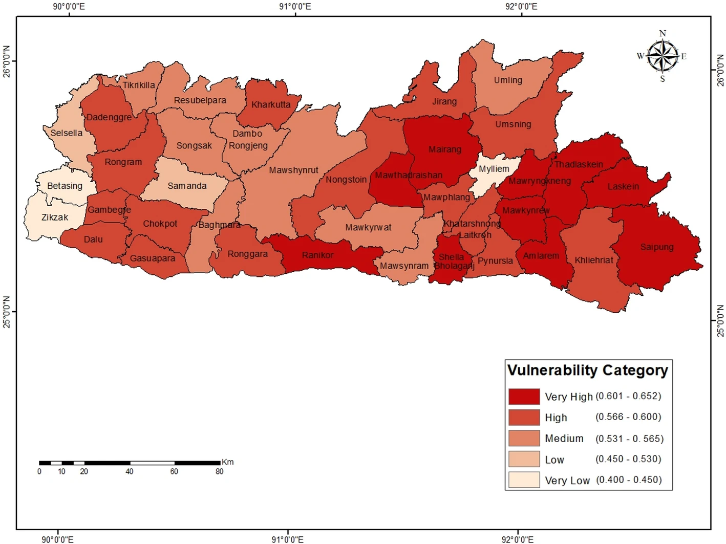 vulnerability in meghalaya districts