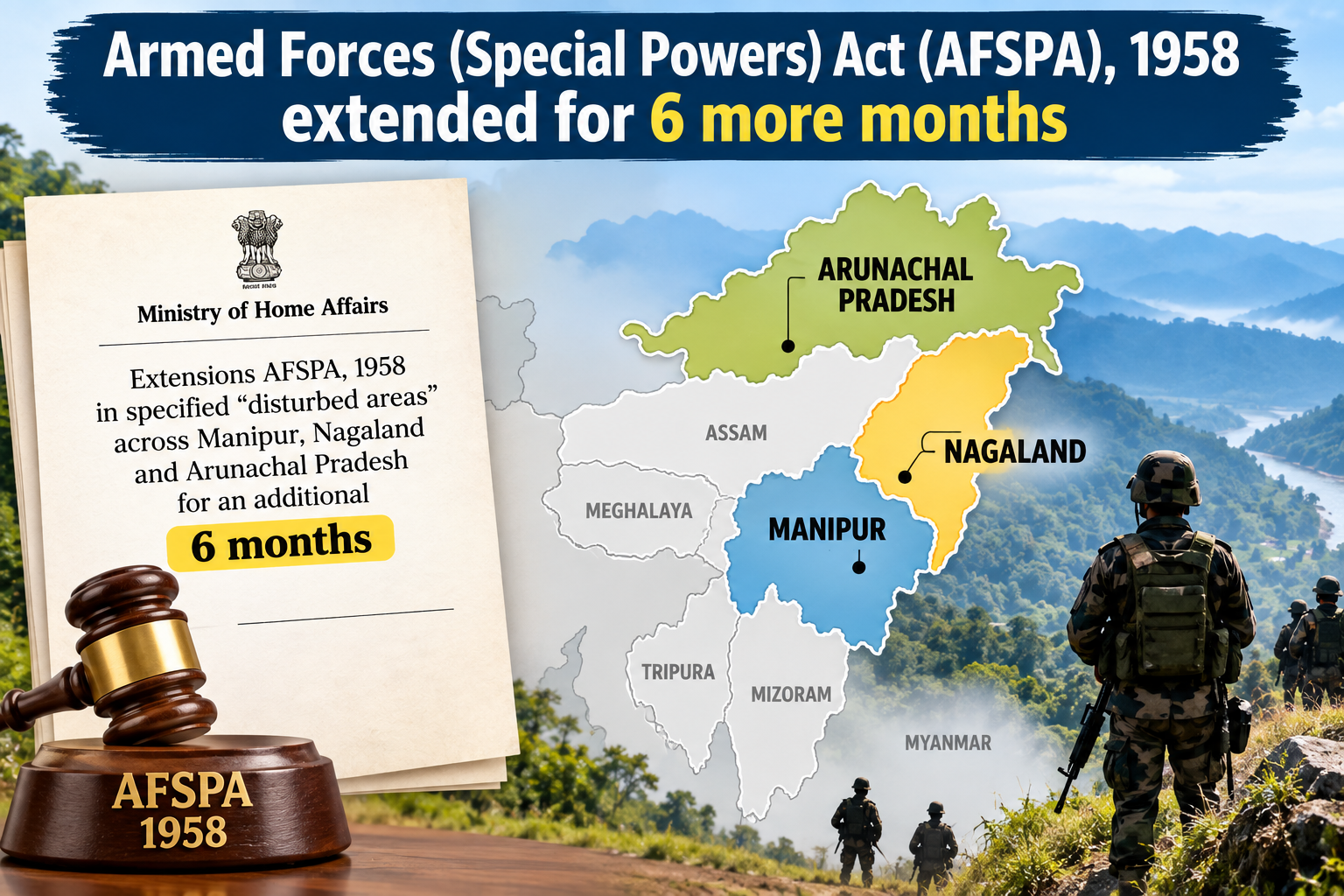  Extension of AFSPA in Manipur, Nagaland, and Arunachal Pradesh 