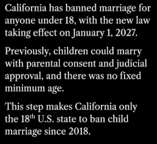 California Bans Child Marriage