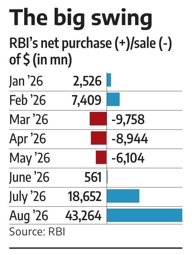 eco-graph RBI’s Net Dollar Purchase: Monthly Trend