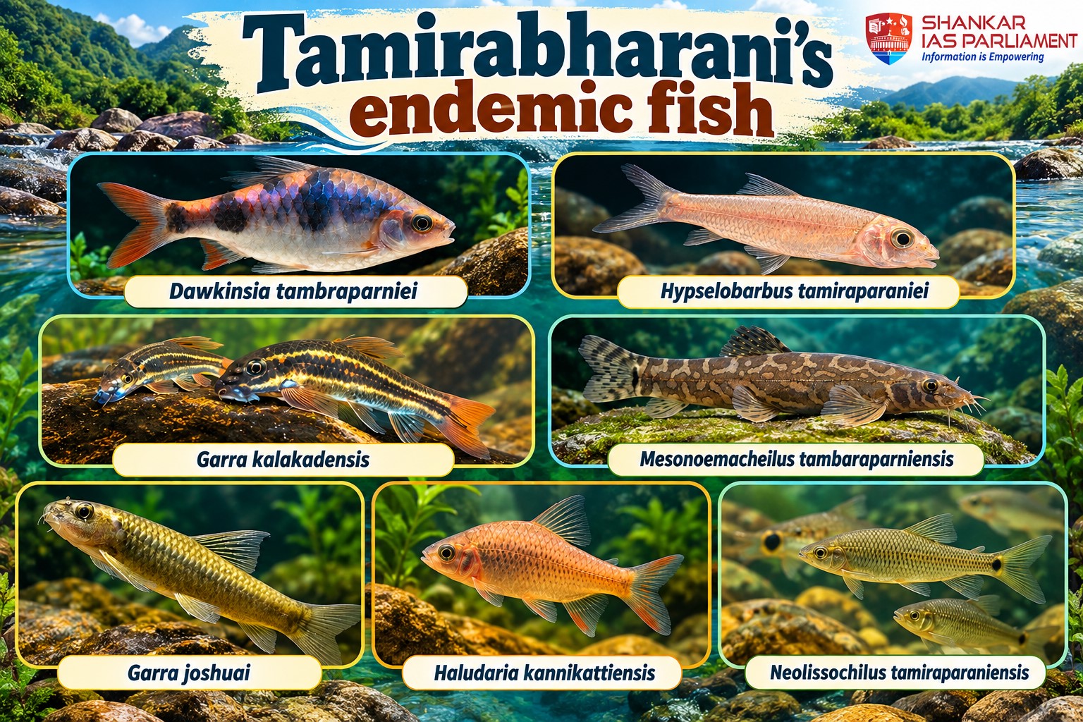 Endemic fish species of the Thamirabarani River