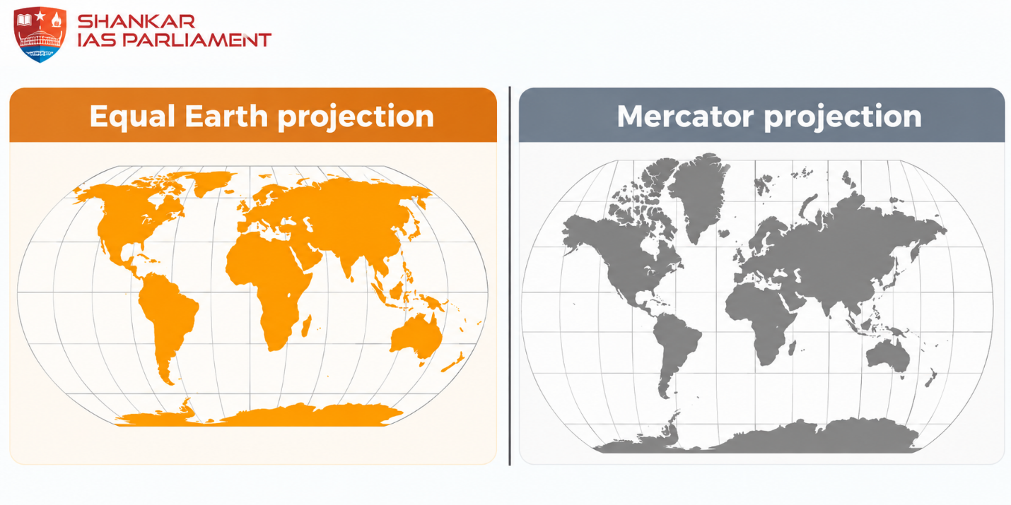 Equal earth projection Map.upsc