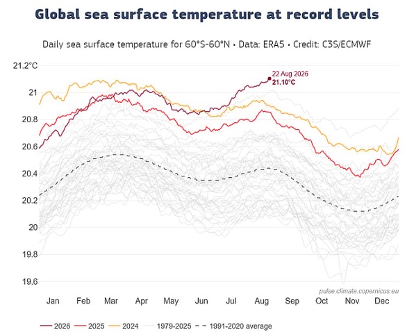 Global Ocean – Hottest Day Record