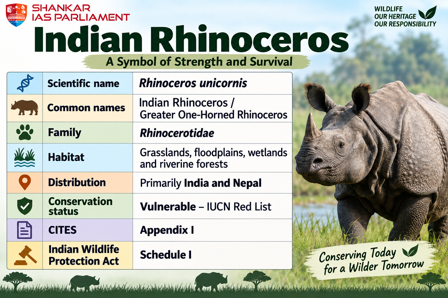 indian rhino population upsc 2026
