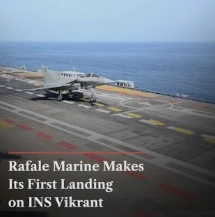 Rafale Marine's First Landing on INS Vikrant