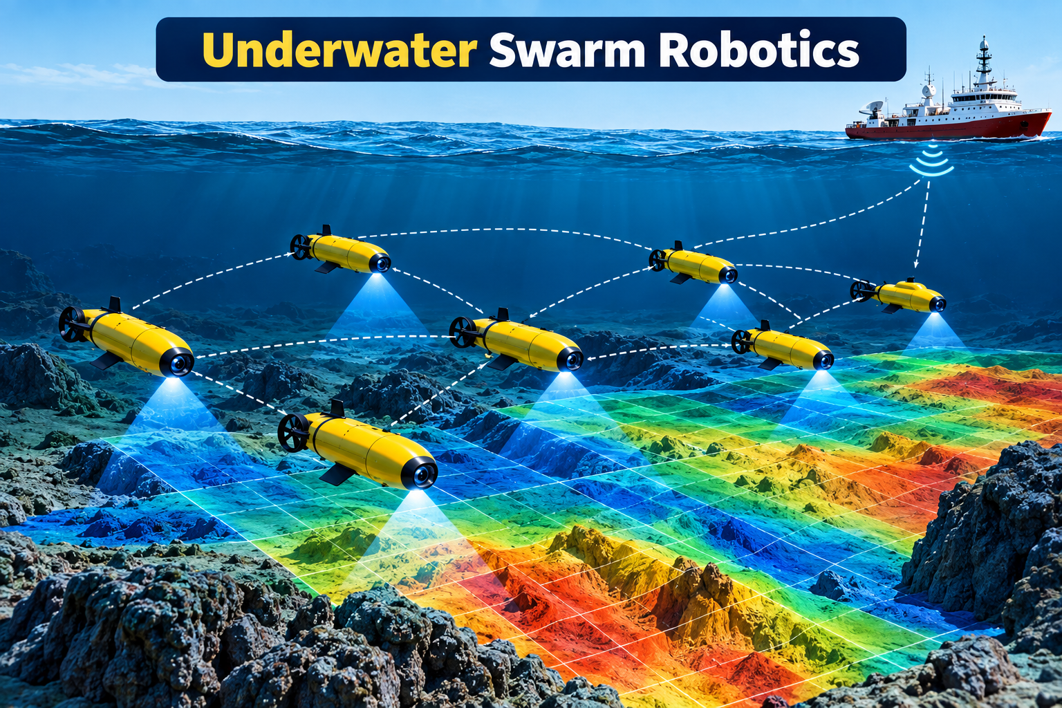 Swarm of Small Robots to Map Seabed